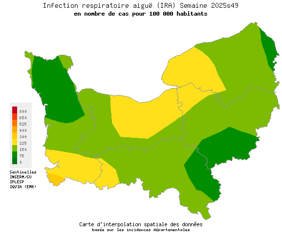 Semaine 202549 - Infection respiratoire aiguë (IRA) - Activité modérée en Normandie