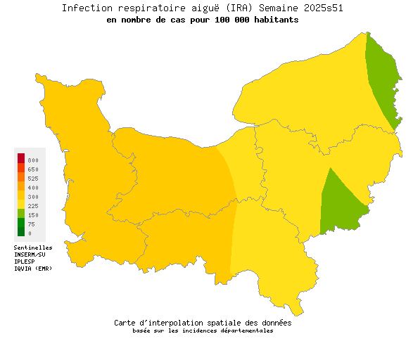 Semaine 202551 - Infection respiratoire aiguë (IRA) - Activité modérée en Normandie