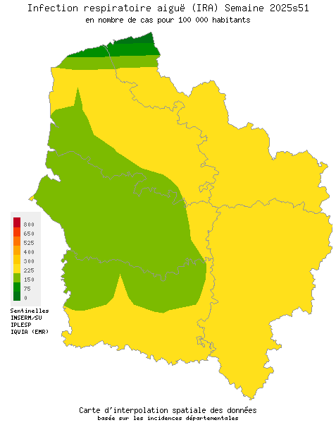 Semaine 202551 - Infection respiratoire aiguë (IRA) - Activité modérée en Hauts-de-France