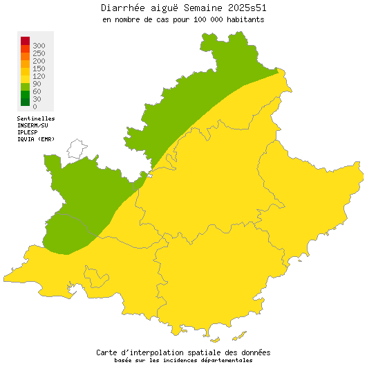 Semaine 202551 - Diarrhée aiguë - Activité faible en Provence-Alpes-Côte d'Azur