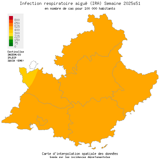 Semaine 202551 - Infection respiratoire aiguë (IRA) - Activité forte en Provence-Alpes-Côte d'Azur