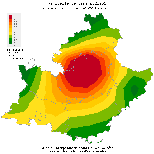 Semaine 202551 - Varicelle - Activité faible en Provence-Alpes-Côte d'Azur