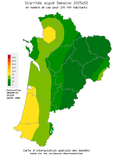 Semaine 202552 - Diarrhée aiguë - Activité faible en Nouvelle-Aquitaine