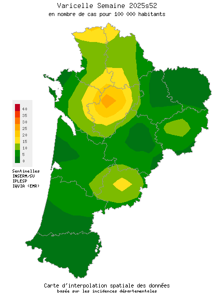 Semaine 202552 - Varicelle - Activité faible en Nouvelle-Aquitaine
