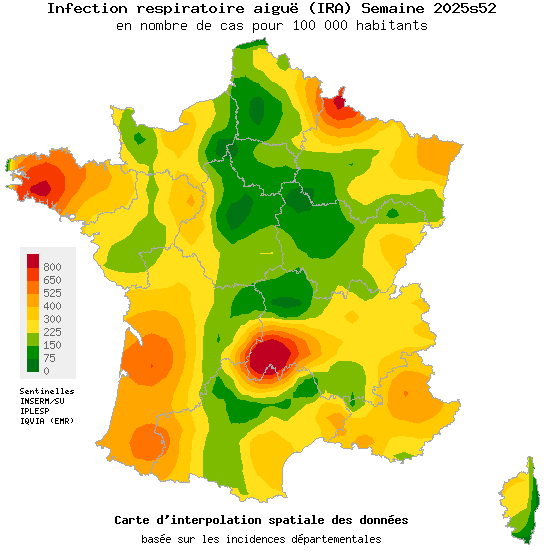 Semaine 202552 - Infection respiratoire aiguë (IRA) - Activité modérée en médecine générale