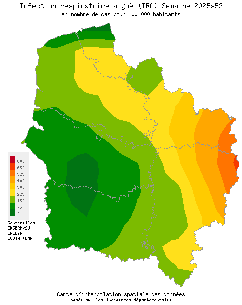 Semaine 202552 - Infection respiratoire aiguë (IRA) - Activité modérée en Hauts-de-France