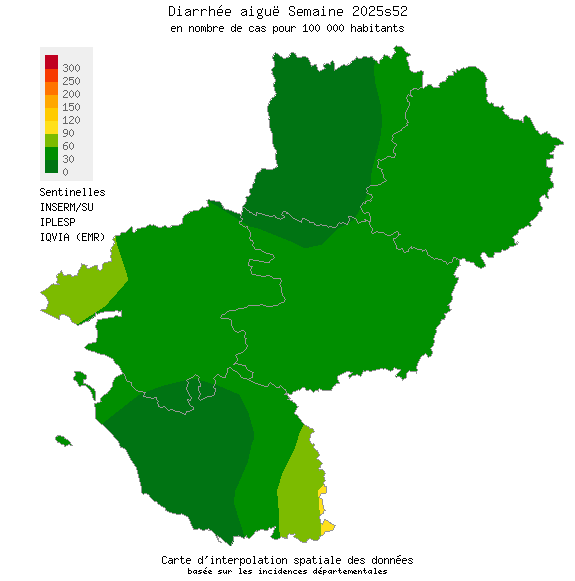 Semaine 202552 - Diarrhée aiguë - Activité faible en Pays de la Loire