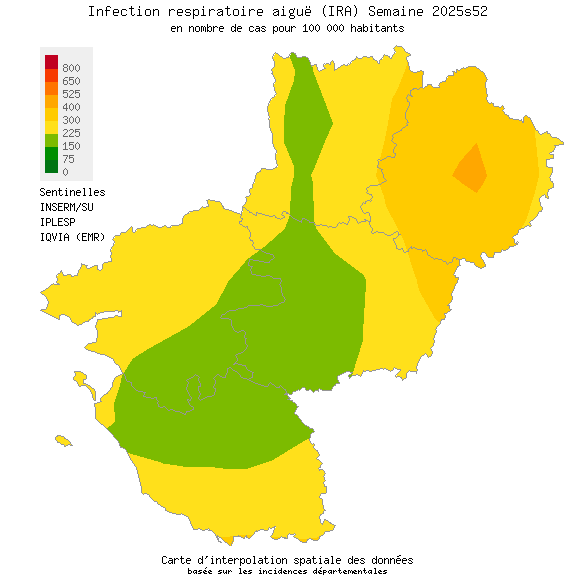 Semaine 202552 - Infection respiratoire aiguë (IRA) - Activité modérée en Pays de la Loire
