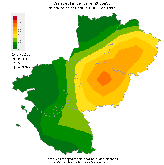Semaine 202552 - Varicelle - Activité faible en Pays de la Loire