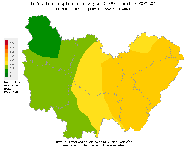 Semaine 202601 - Infection respiratoire aiguë (IRA) - Activité modérée en Bourgogne-Franche-Comté