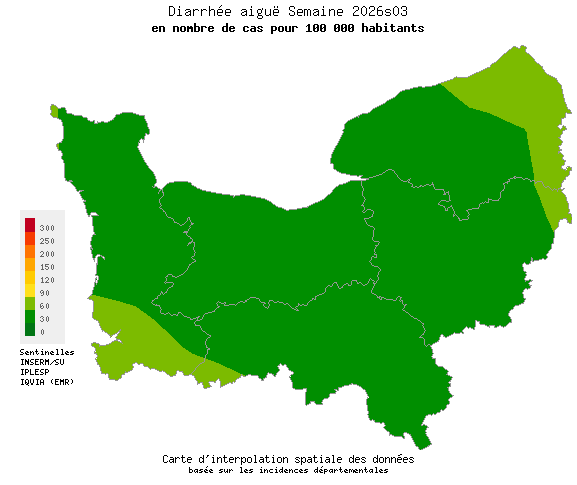 Semaine 202603 - Diarrhée aiguë - Activité faible en Normandie