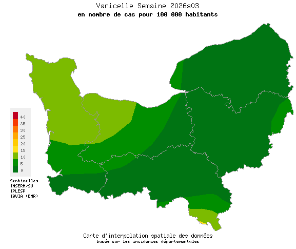 Semaine 202603 - Varicelle - Activité faible en Normandie