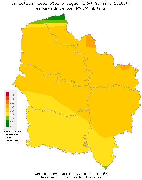 Semaine 202604 - Infection respiratoire aiguë (IRA) - Activité modérée en Hauts-de-France
