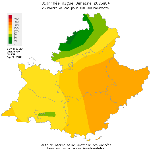 Semaine 202604 - Diarrhée aiguë - Activité modérée en Provence-Alpes-Côte d'Azur