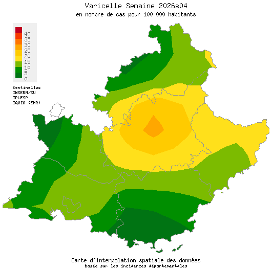 Semaine 202604 - Varicelle - Activité faible en Provence-Alpes-Côte d'Azur