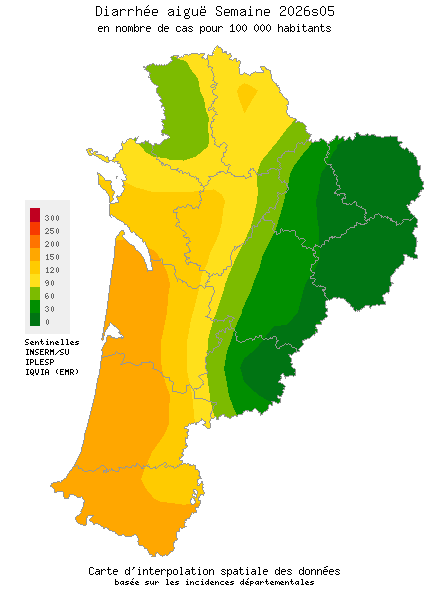 Semaine 202605 - Diarrhée aiguë - Activité faible en Nouvelle-Aquitaine
