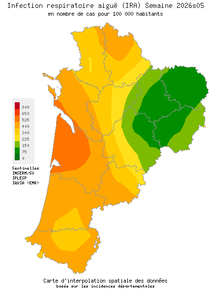 Semaine 202605 - Infection respiratoire aiguë (IRA) - Activité modérée en Nouvelle-Aquitaine