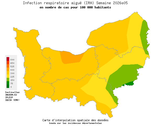 Semaine 202605 - Infection respiratoire aiguë (IRA) - Activité modérée en Normandie
