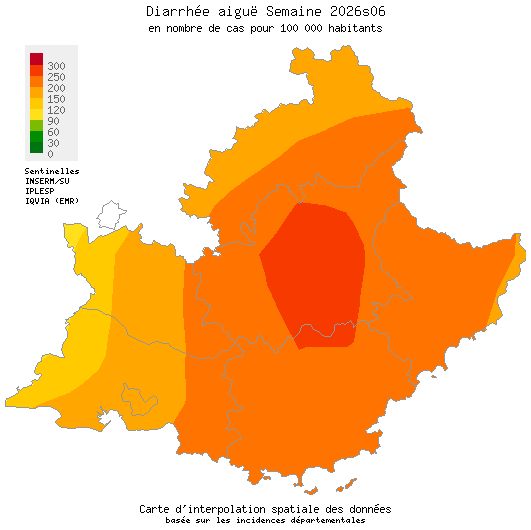 Semaine 202606 - Diarrhée aiguë - Activité modérée en Provence-Alpes-Côte d'Azur