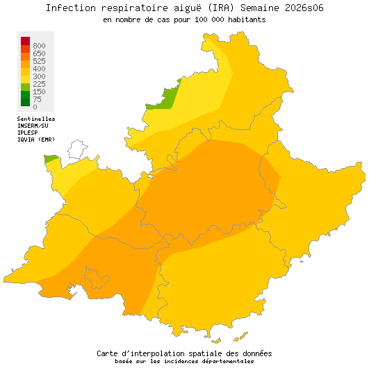 Semaine 202606 - Infection respiratoire aiguë (IRA) - Activité modérée en Provence-Alpes-Côte d'Azur