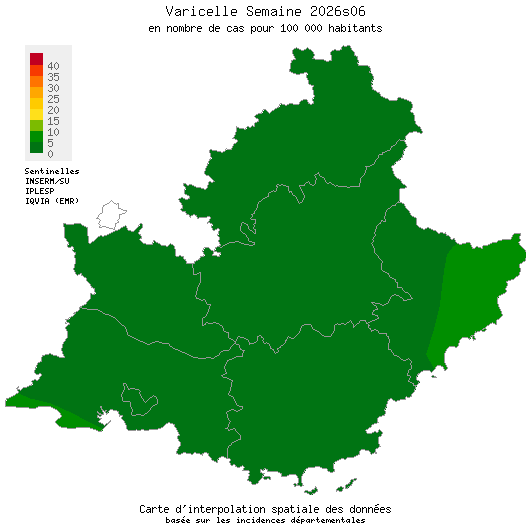 Semaine 202606 - Varicelle - Activité faible en Provence-Alpes-Côte d'Azur