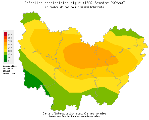 Semaine 202607 - Infection respiratoire aiguë (IRA) - Activité modérée en Bourgogne-Franche-Comté