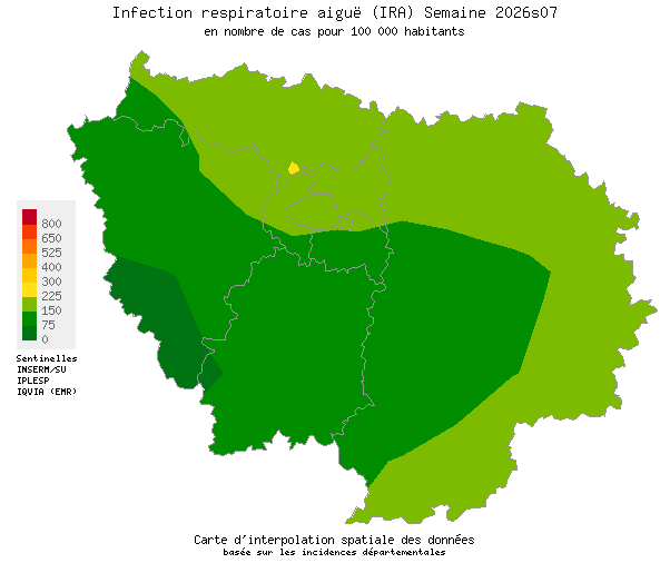 Semaine 202607 - Infection respiratoire aiguë (IRA) - Activité modérée en Ile-de-France