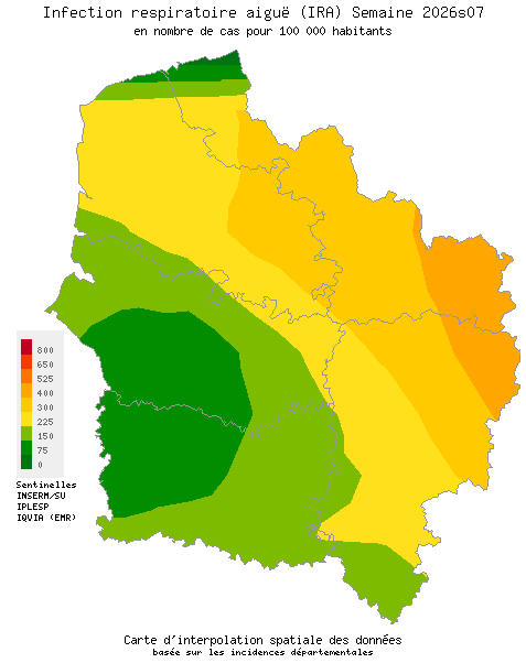 Semaine 202607 - Infection respiratoire aiguë (IRA) - Activité modérée en Hauts-de-France