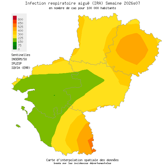 Semaine 202607 - Infection respiratoire aiguë (IRA) - Activité modérée en Pays de la Loire
