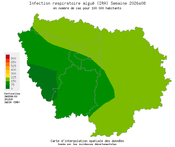 Semaine 202608 - Infection respiratoire aiguë (IRA) - Activité faible en Ile-de-France