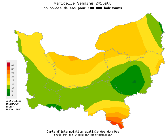 Semaine 202608 - Varicelle - Activité modérée en Normandie