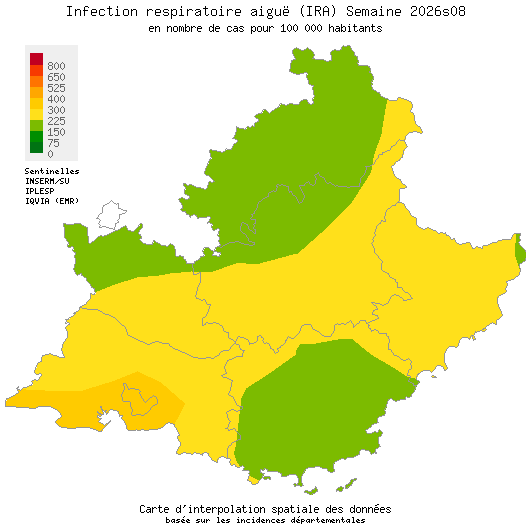 Semaine 202608 - Infection respiratoire aiguë (IRA) - Activité modérée en Provence-Alpes-Côte d'Azur