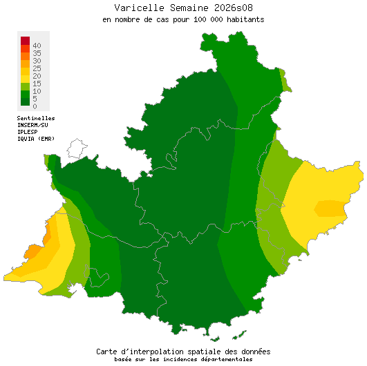 Semaine 202608 - Varicelle - Activité faible en Provence-Alpes-Côte d'Azur