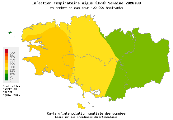 Semaine 202609 - Infection respiratoire aiguë (IRA) - Activité modérée en Bretagne