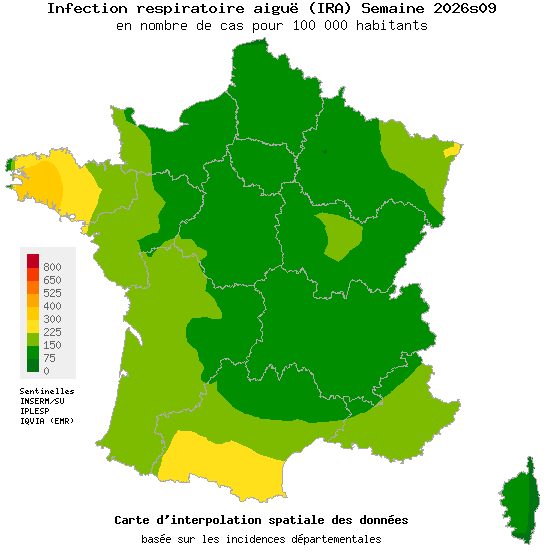 Semaine 202609 - Infection respiratoire aiguë (IRA) - Activité faible en médecine générale