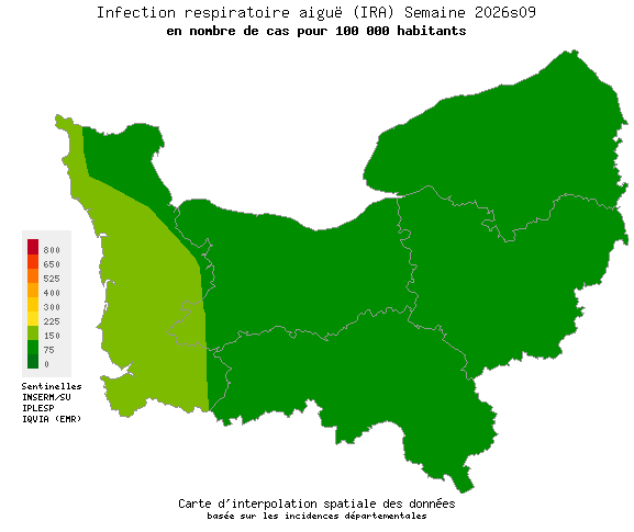 Semaine 202609 - Infection respiratoire aiguë (IRA) - Activité faible en Normandie