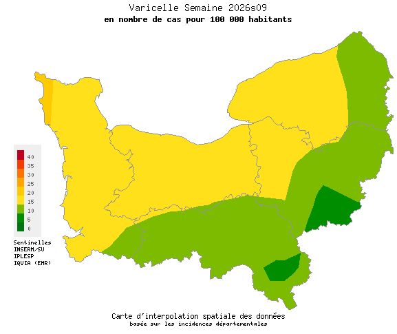 Semaine 202609 - Varicelle - Activité modérée en Normandie