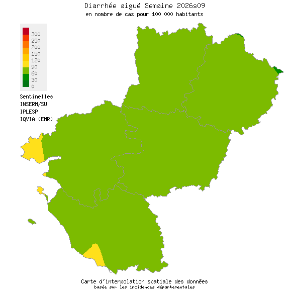 Semaine 202609 - Diarrhée aiguë - Activité faible en Pays de la Loire