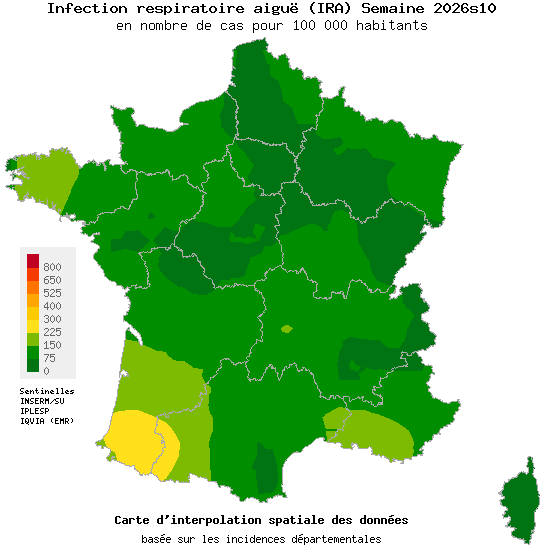 Semaine 202610 - Infection respiratoire aiguë (IRA) - Activité faible en médecine générale
