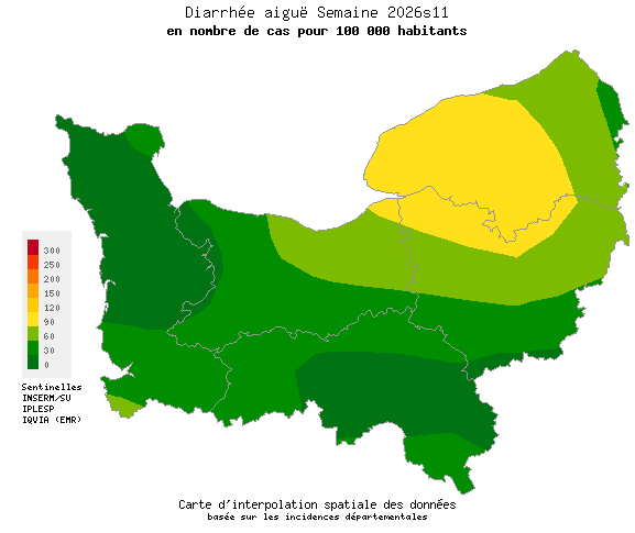 Semaine 202611 - Diarrhée aiguë - Activité faible en Normandie