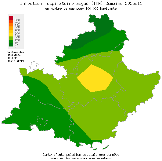 Semaine 202611 - Infection respiratoire aiguë (IRA) - Activité faible en Provence-Alpes-Côte d'Azur