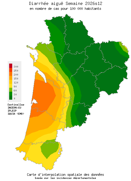 Semaine 202612 - Diarrhée aiguë - Activité faible en Nouvelle-Aquitaine