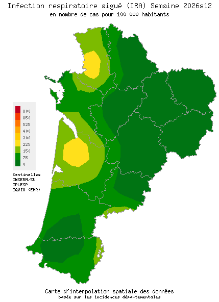 Semaine 202612 - Infection respiratoire aiguë (IRA) - Activité faible en Nouvelle-Aquitaine