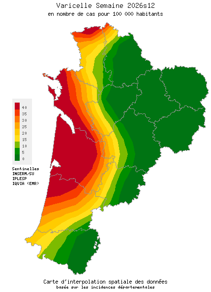 Semaine 202612 - Varicelle - Activité modérée en Nouvelle-Aquitaine