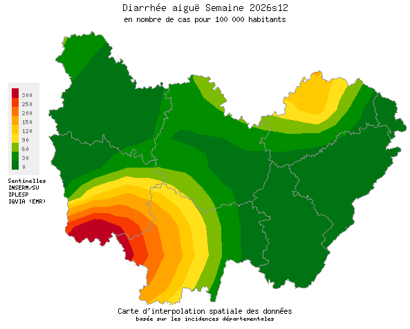 Semaine 202612 - Diarrhée aiguë - Activité faible en Bourgogne-Franche-Comté