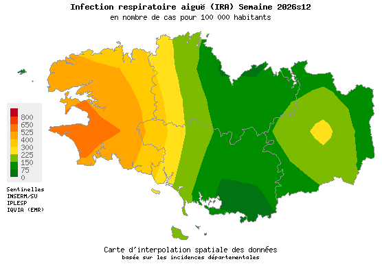 Semaine 202612 - Infection respiratoire aiguë (IRA) - Activité faible en Bretagne