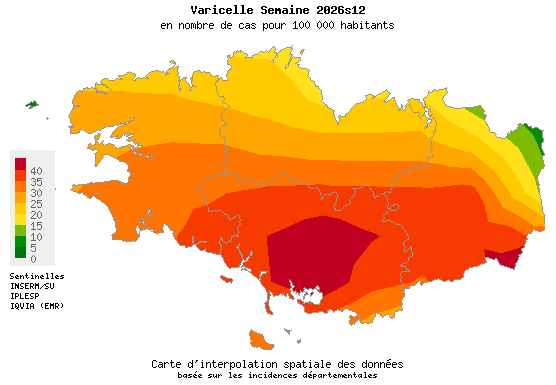 Semaine 202612 - Varicelle - Activité modérée en Bretagne