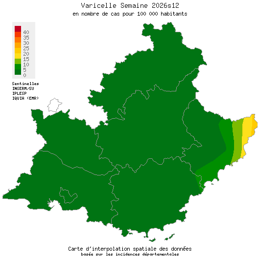 Semaine 202612 - Varicelle - Activité faible en Provence-Alpes-Côte d'Azur