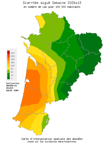 Semaine 202613 - Diarrhée aiguë - Activité modérée en Nouvelle-Aquitaine