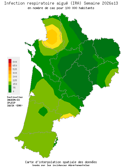 Semaine 202613 - Infection respiratoire aiguë (IRA) - Activité faible en Nouvelle-Aquitaine
